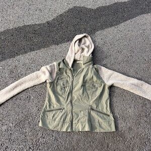 Maurices Olive Green and Beige Hooded Jacket